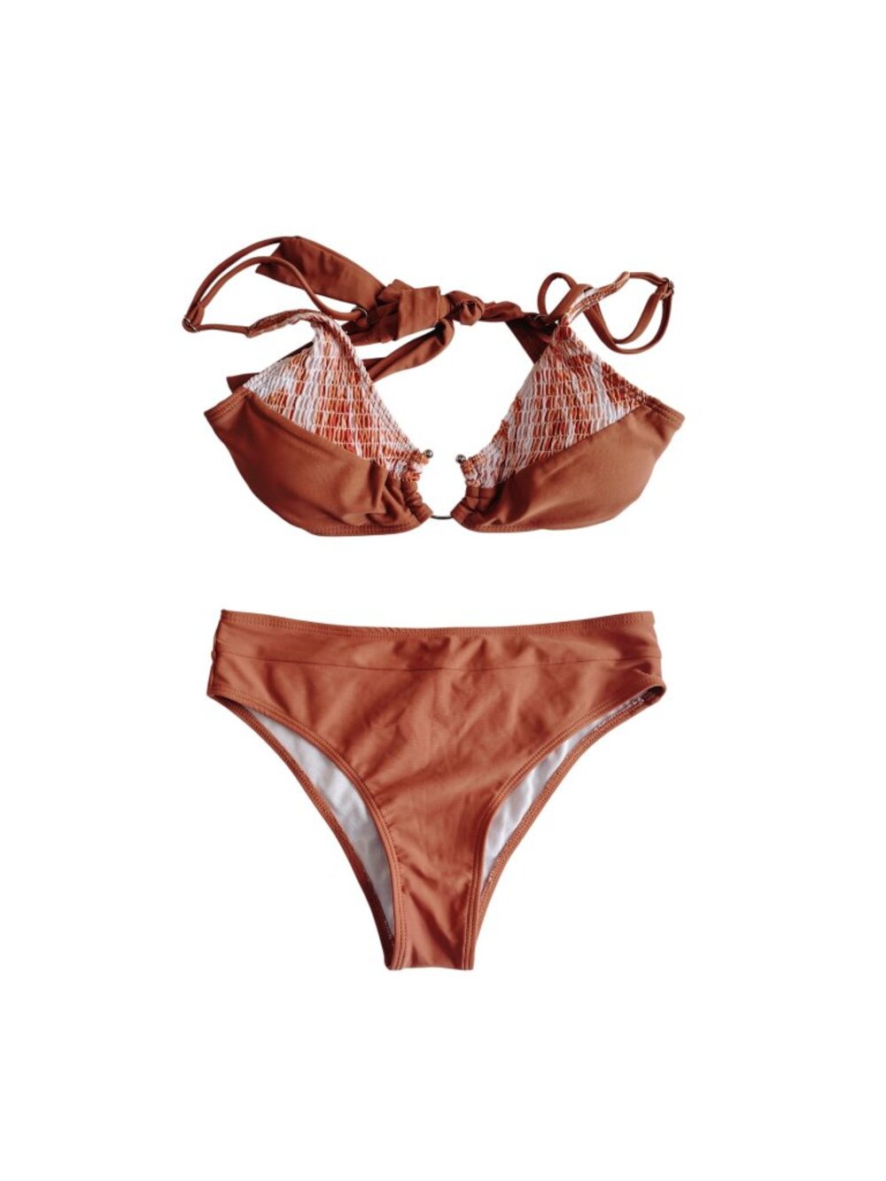UnBranded Bikini Womens Small Reddish Brown 2 Piece High-Leg Brown Top